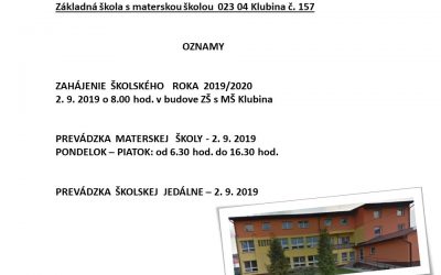 Zahájenie školského roka 2019/2020