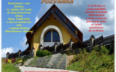 Pozvánka na stretnutie s Mons. Tomášom Galisom, ktoré sa uskutoční dňa 12.10.2017