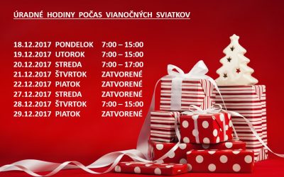 Úradne hodiny počas vianočných sviatkov